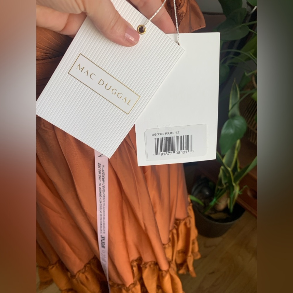 NWT , Mac Duggal Rust Midi Dress - Picture 5 of 7